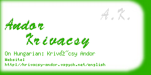 andor krivacsy business card